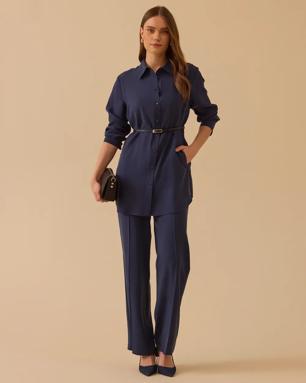 Belted Pocket Detailed Shirt