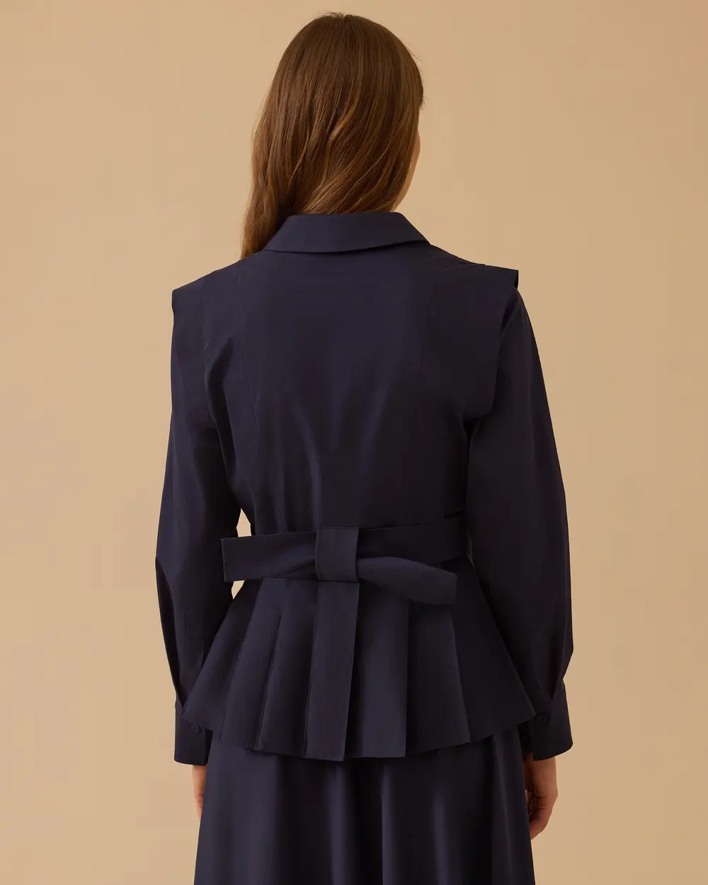 Button-Detail Pleated Shirt