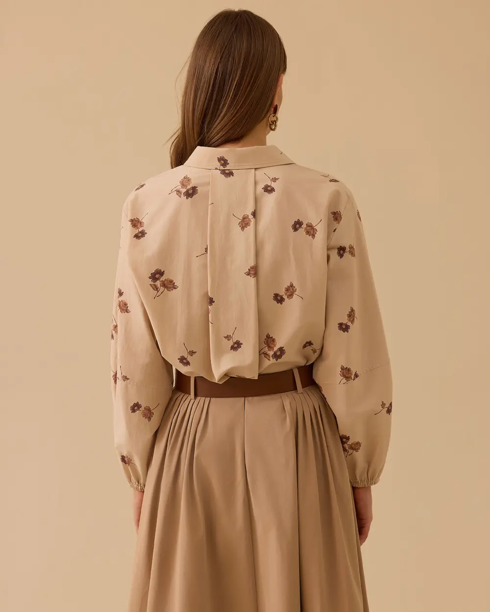 Çiçek Desenli Uzun Kollu Gömlek