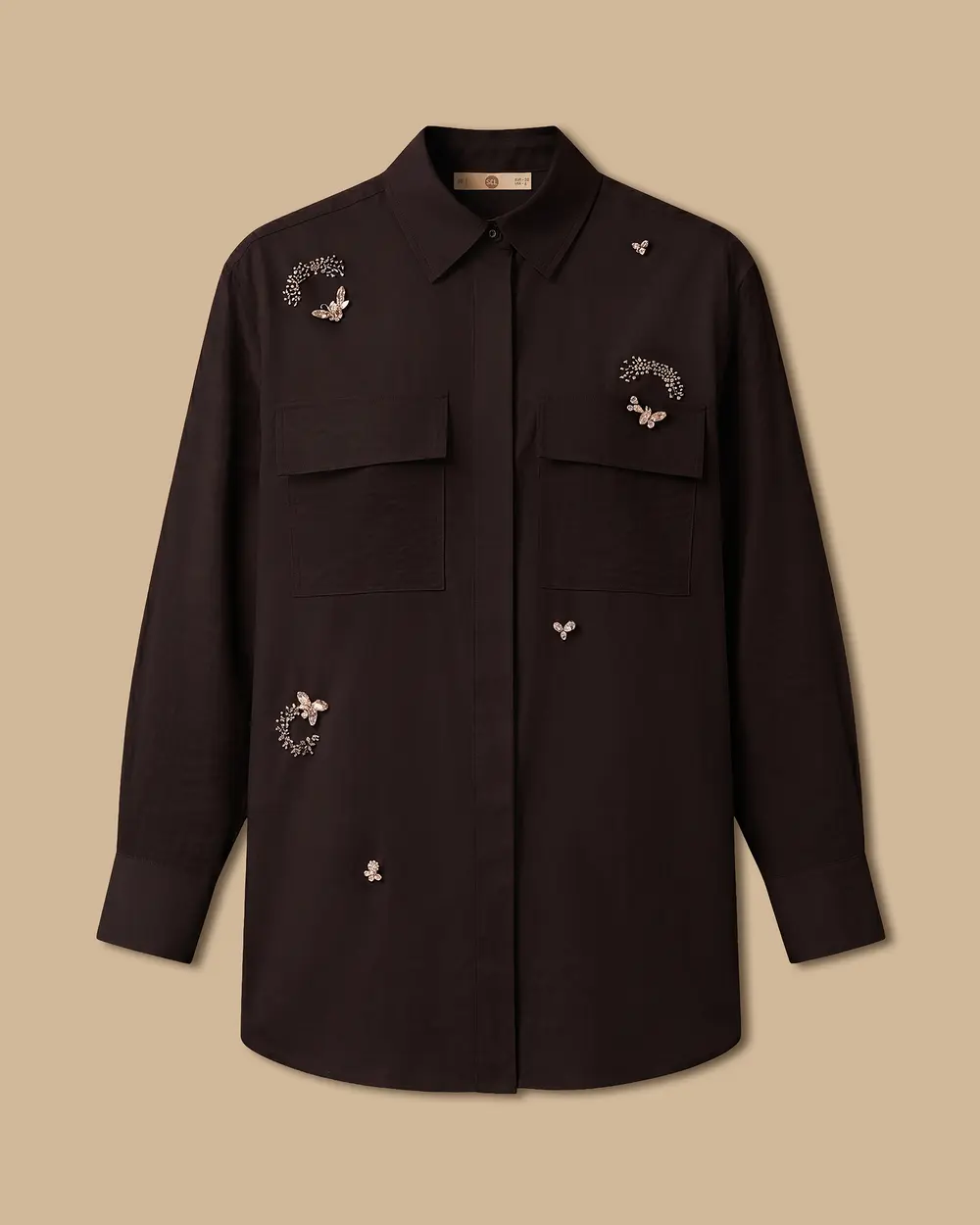 Shirt with Detailed Stone Embellishments on the Pocket