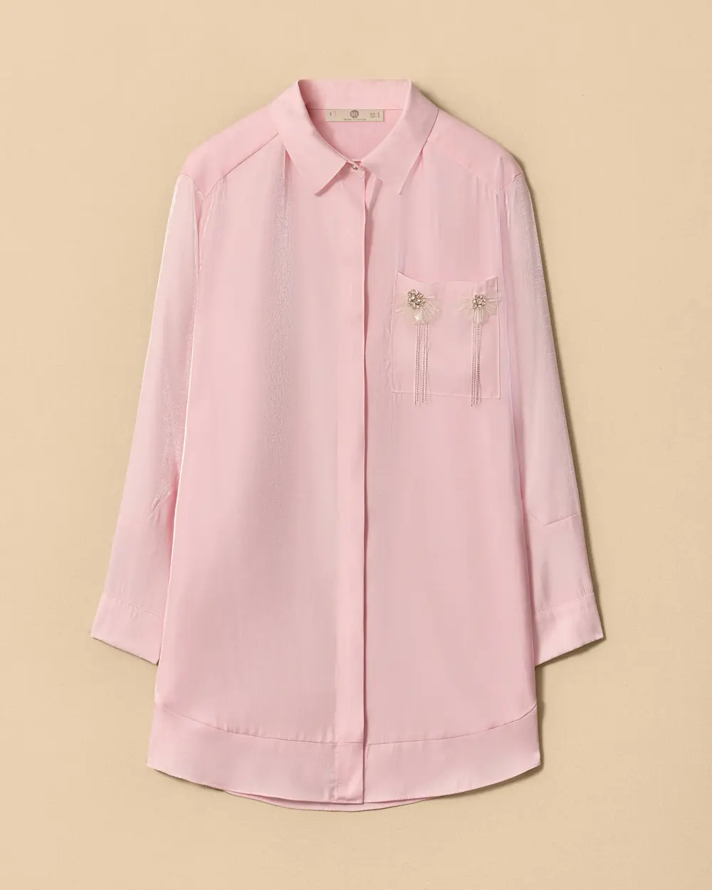 Shirt with Detailed Stone Embellishments on the Pocket