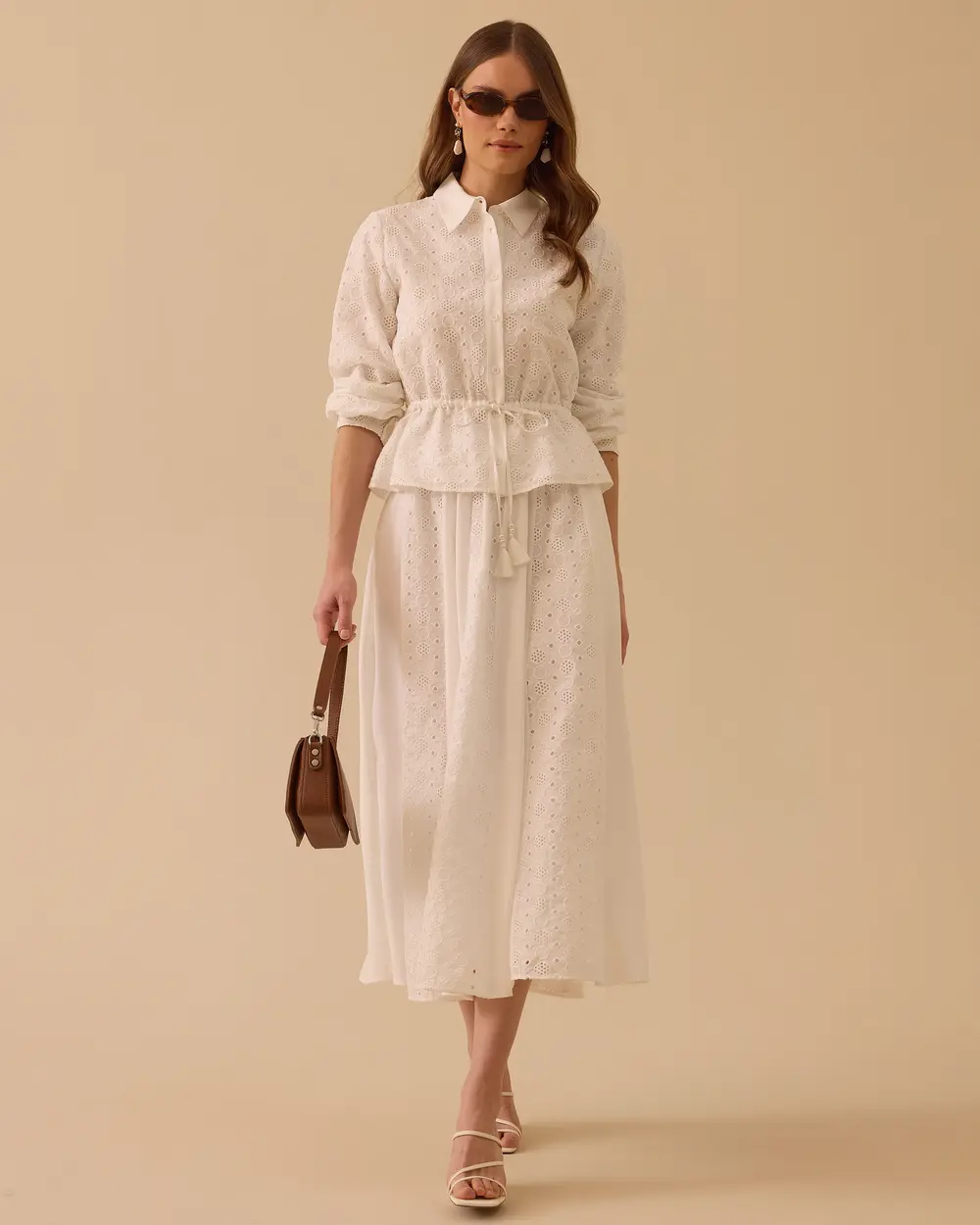 Embroidered Shirt with a Tied Waist