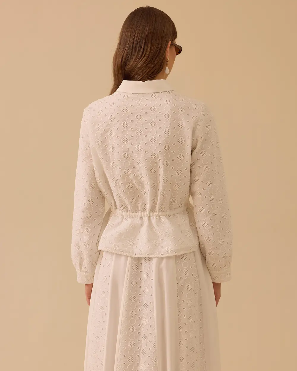 Embroidered Shirt with a Tied Waist