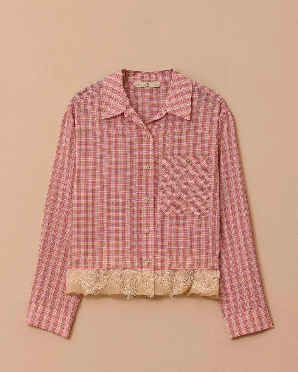 Lace Detailed Plaid Shirt
