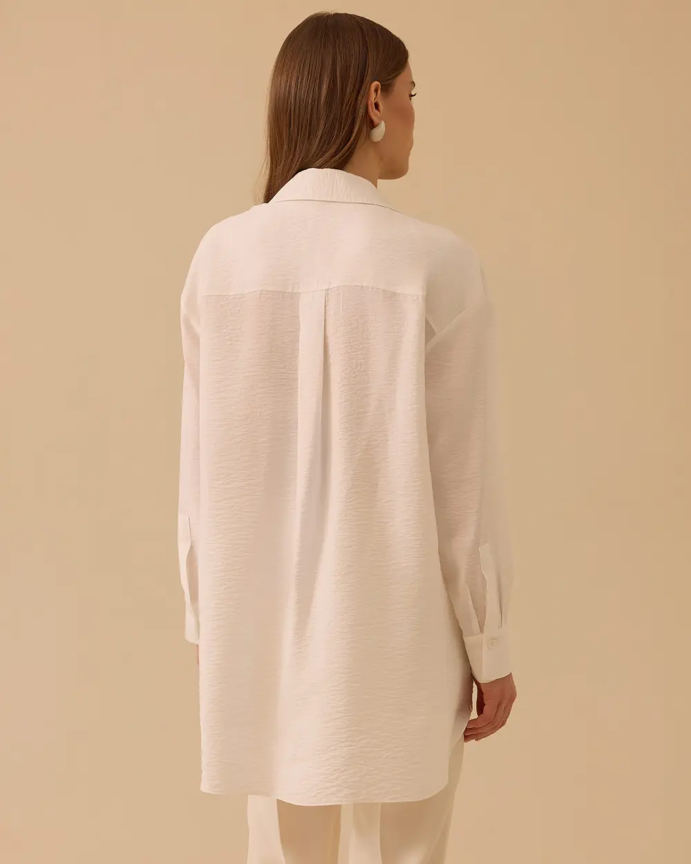 Nakış Detaylı Oversize Uzun Kollu Gömlek