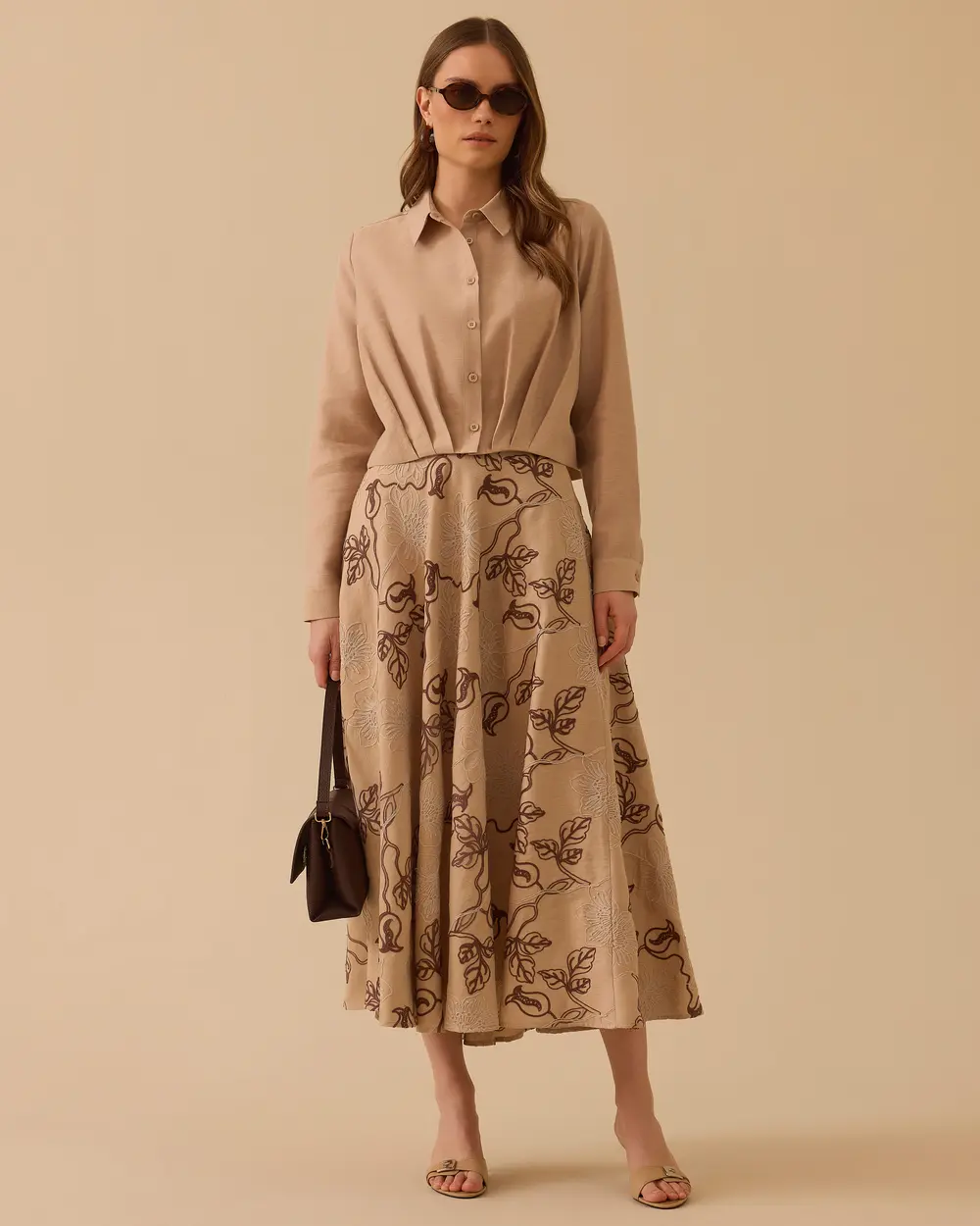 Long-Sleeved Shirt with Buttoned Waist Detail