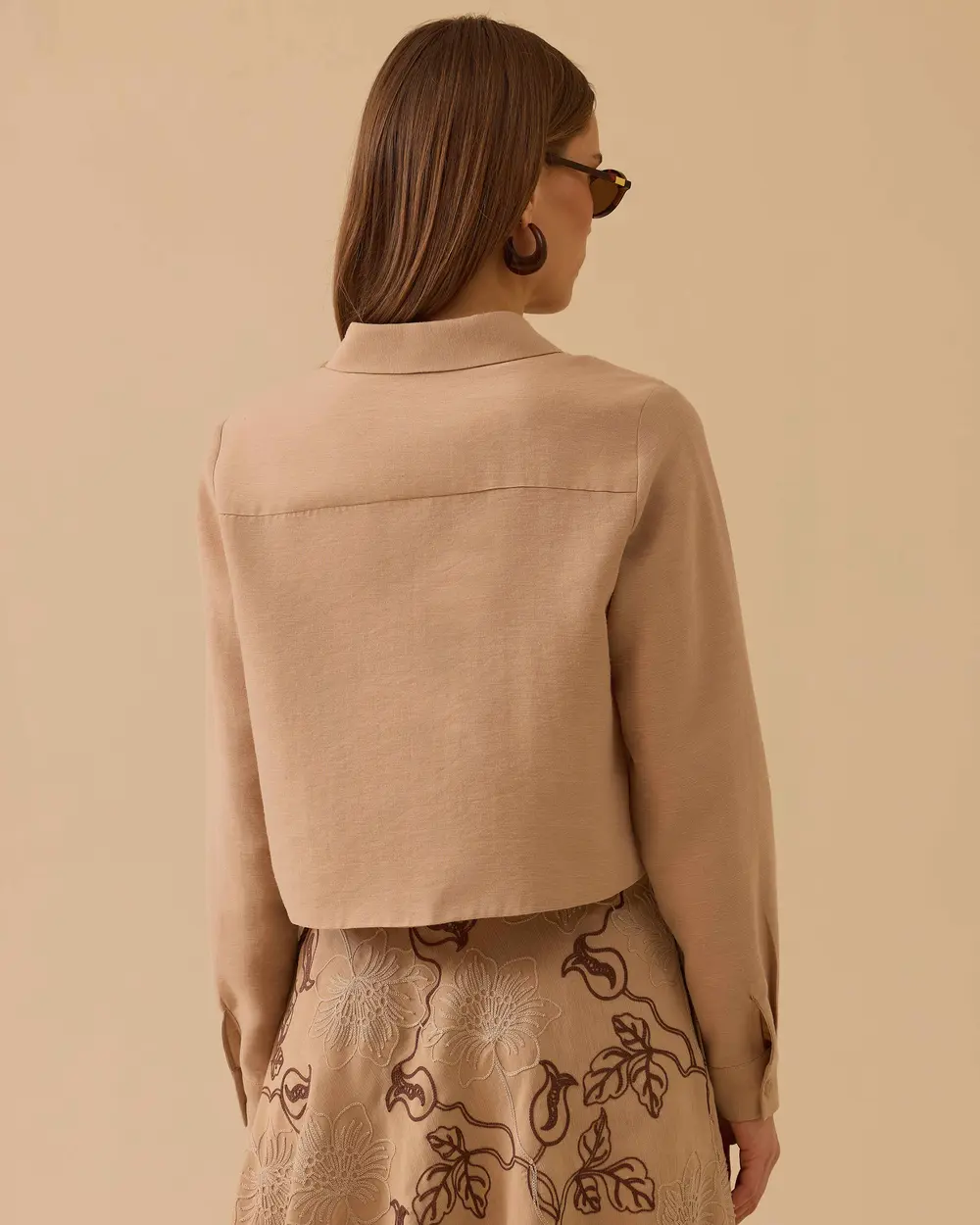 Long-Sleeved Shirt with Buttoned Waist Detail