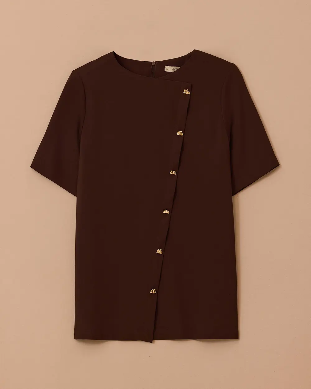 Büyük Beden Kısa Kollu Asimetrik Gömlek