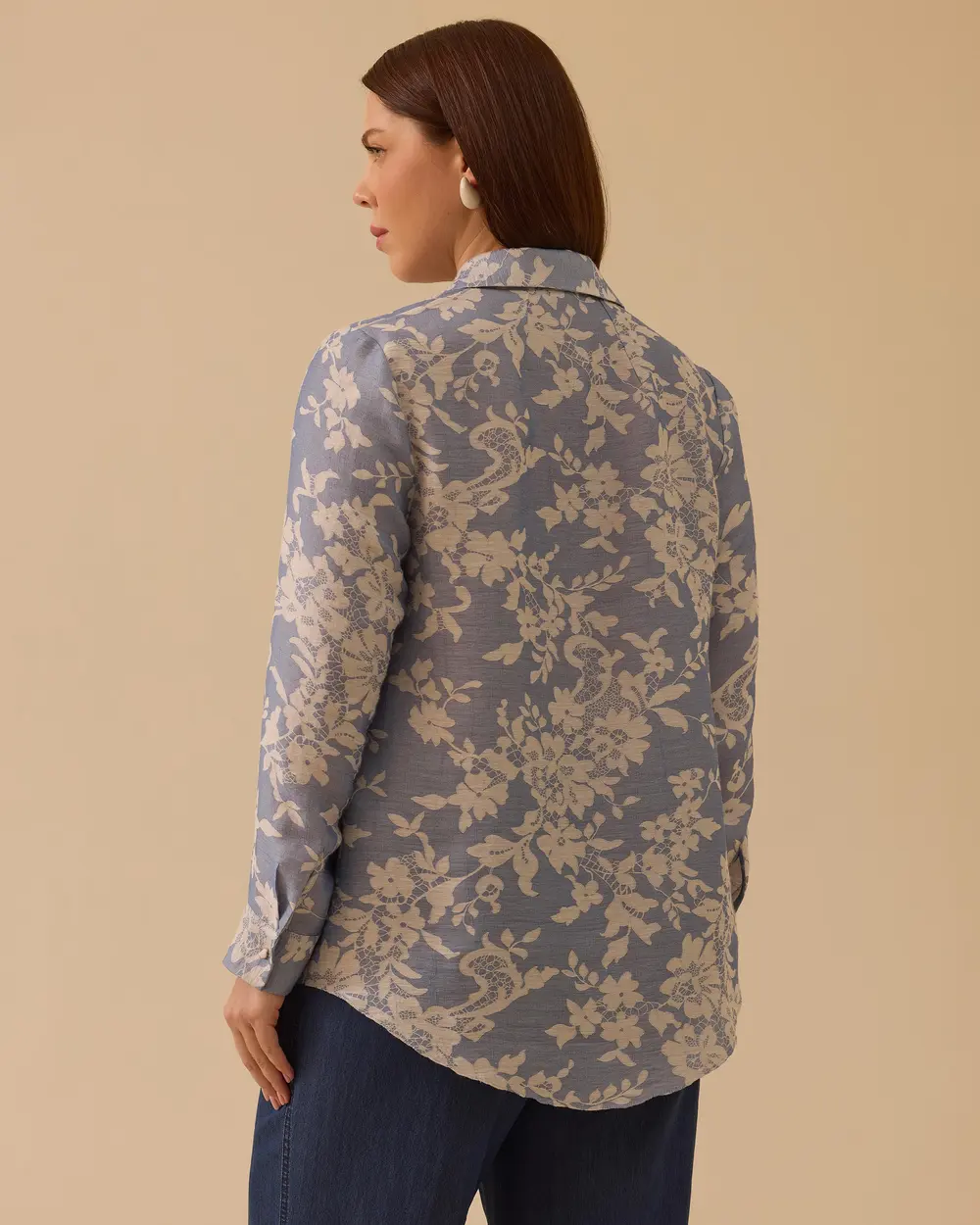 Büyük Beden Çiçek Desenli Gömlek