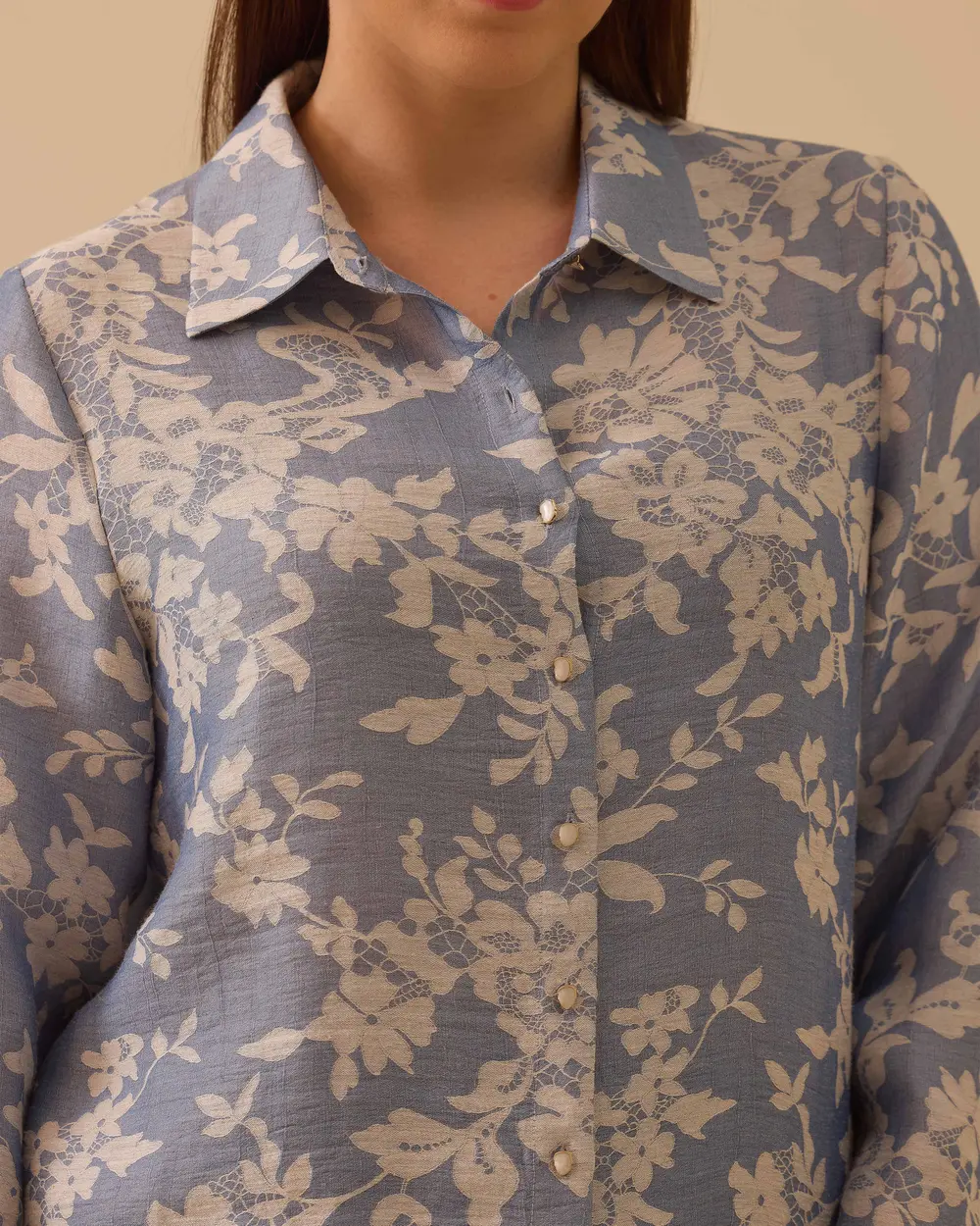 Büyük Beden Çiçek Desenli Gömlek