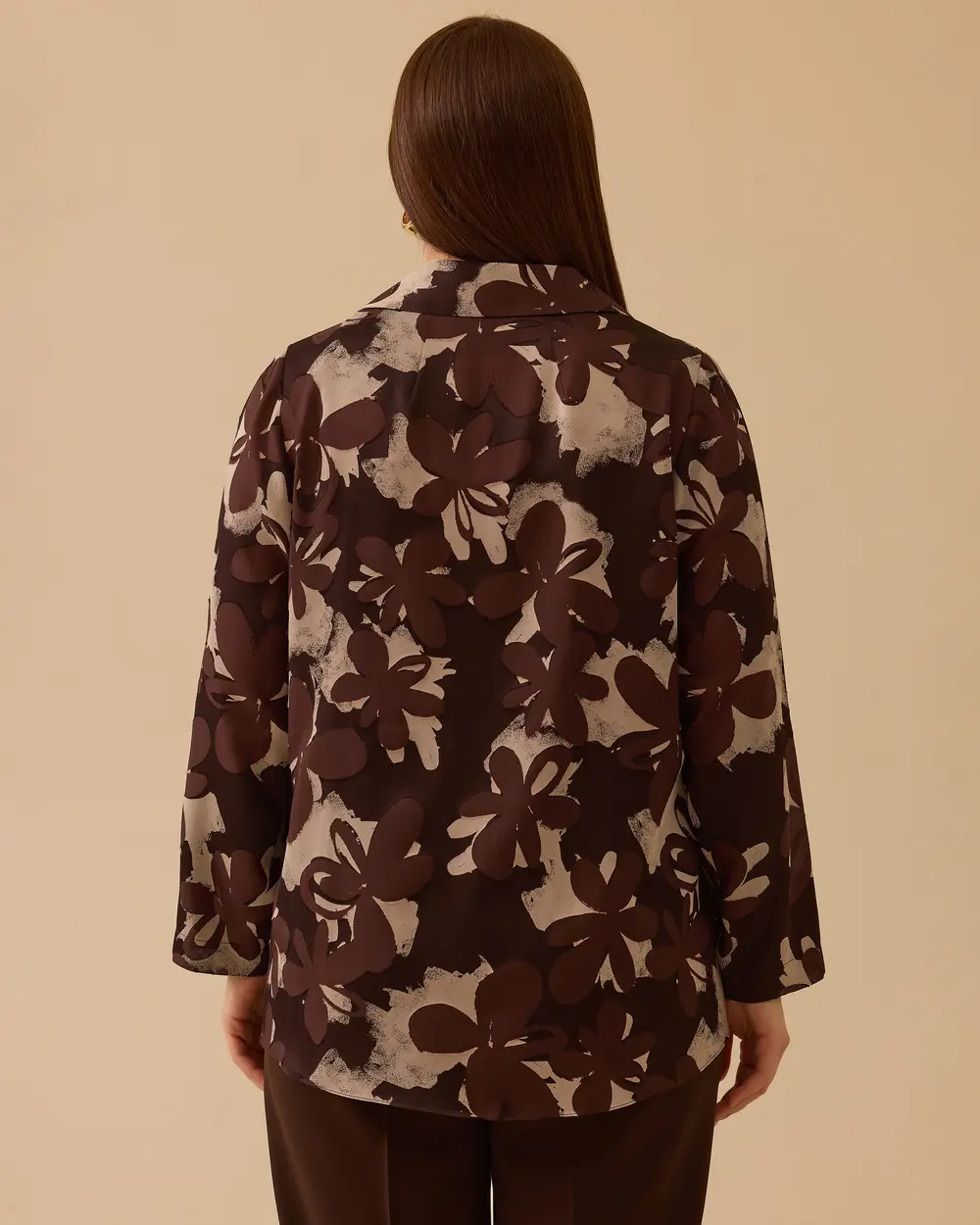 Büyük Beden Desenli Bağlamalı Gömlek