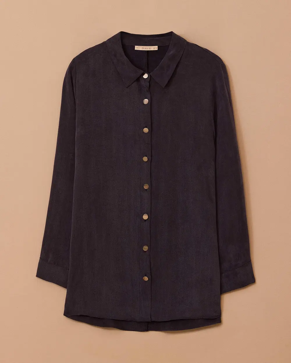 Plus Size Lyocell Blend Shiny Textured Shirt