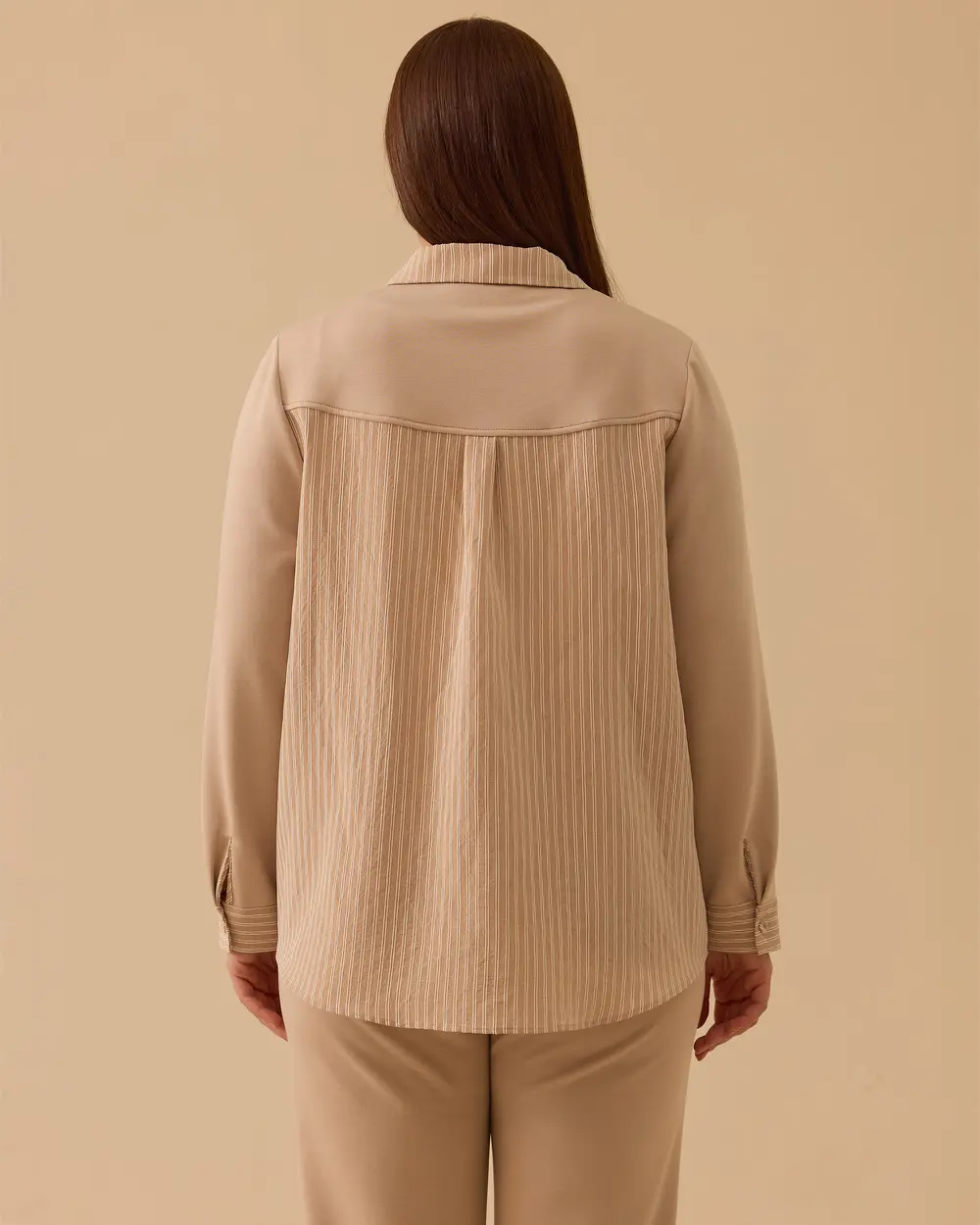 Plus Size Double Fabric Striped Shirt