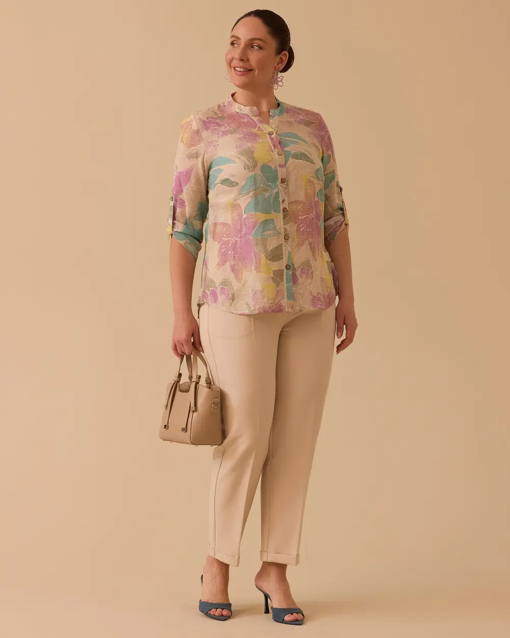Plus Size Patterned Button Shirt