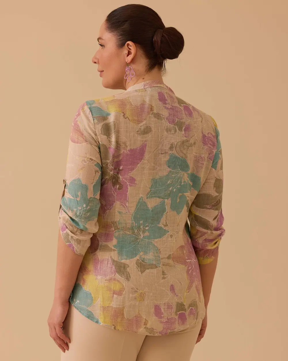 Plus Size Patterned Button Shirt