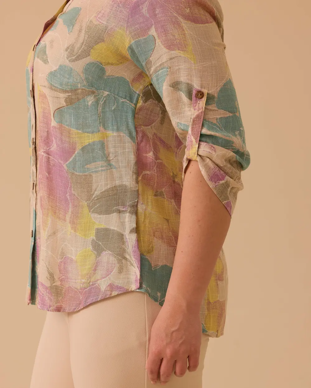 Plus Size Patterned Button Shirt
