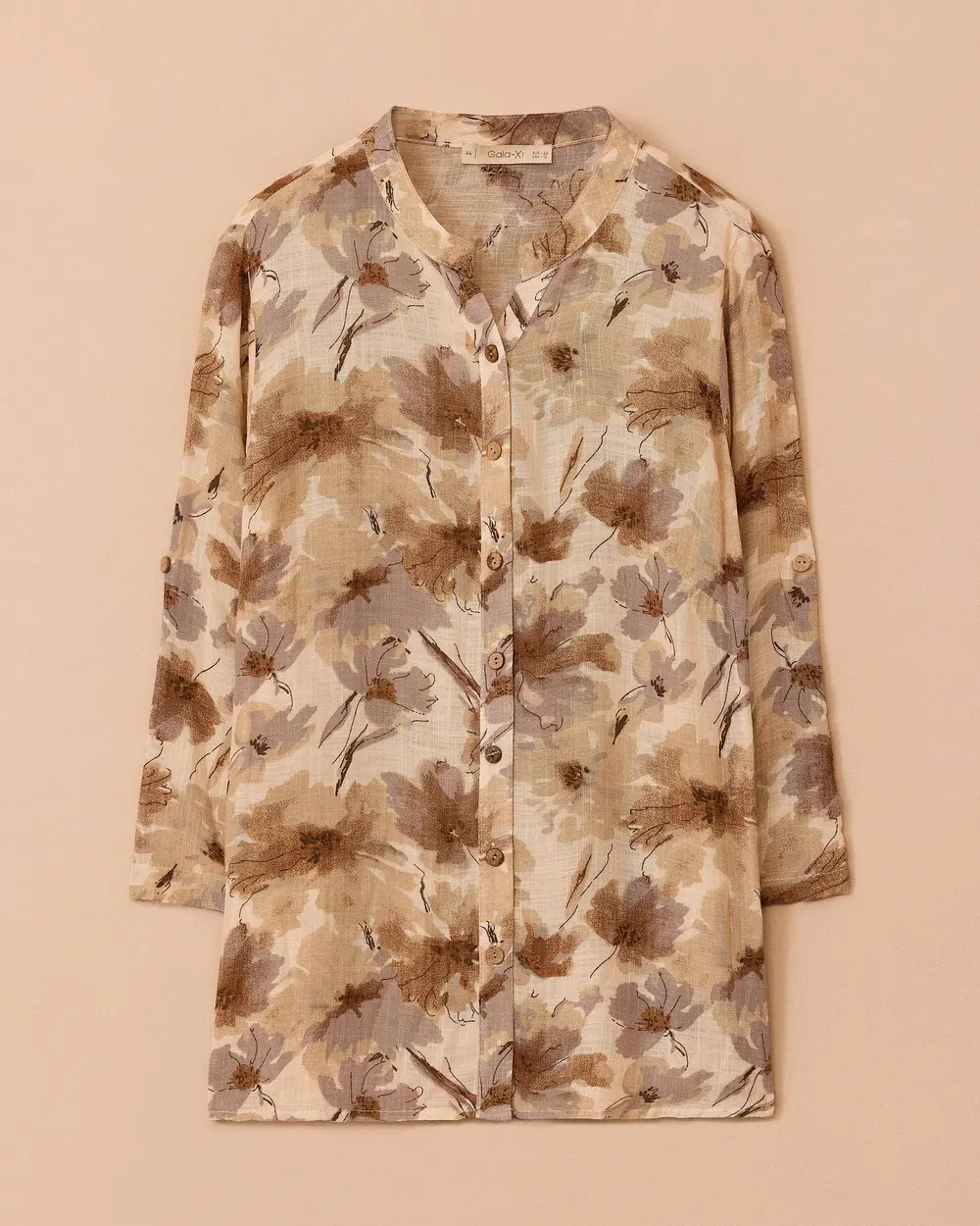 Plus Size Patterned Button Shirt