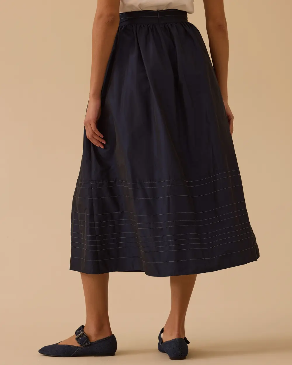 Çizgi Detaylı Tafta Etek