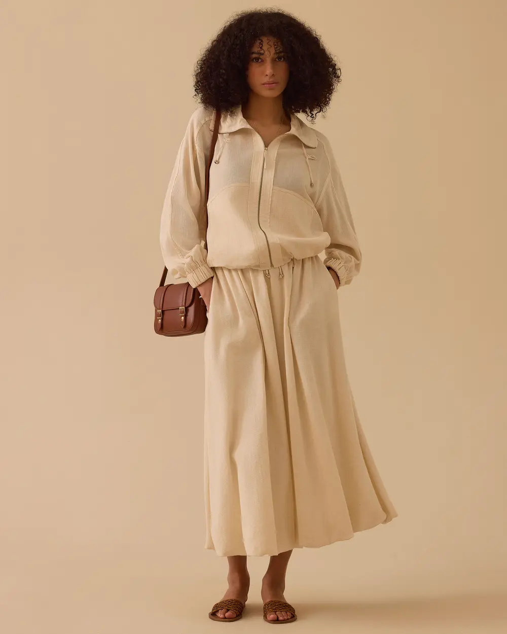 Elastic Waist Maxi Skirt