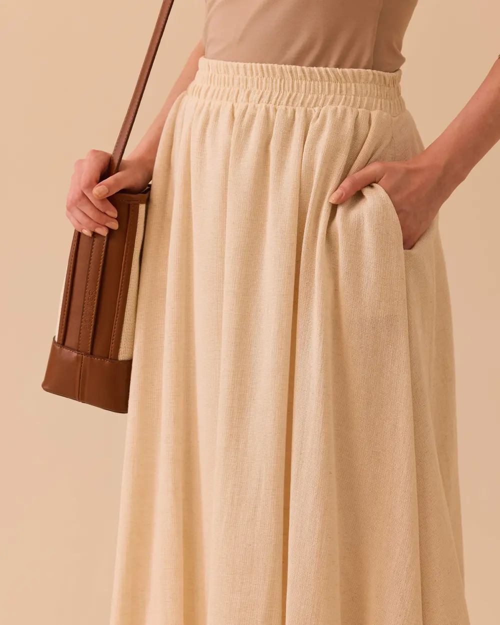Elastic Waist Maxi Skirt