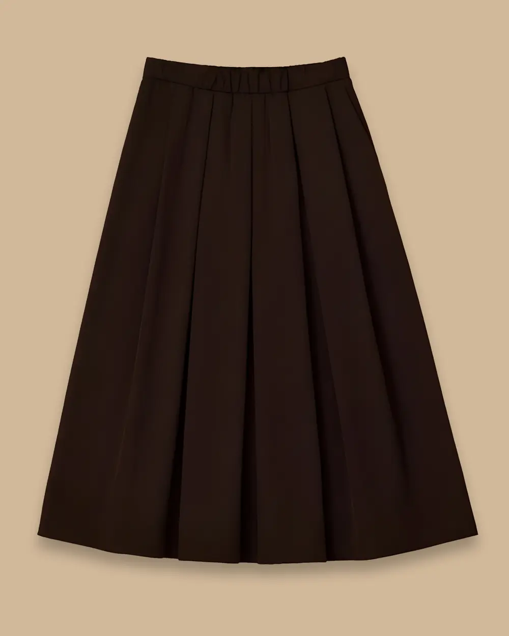 Pile Detaylı Elastik Bel Kloş Etek