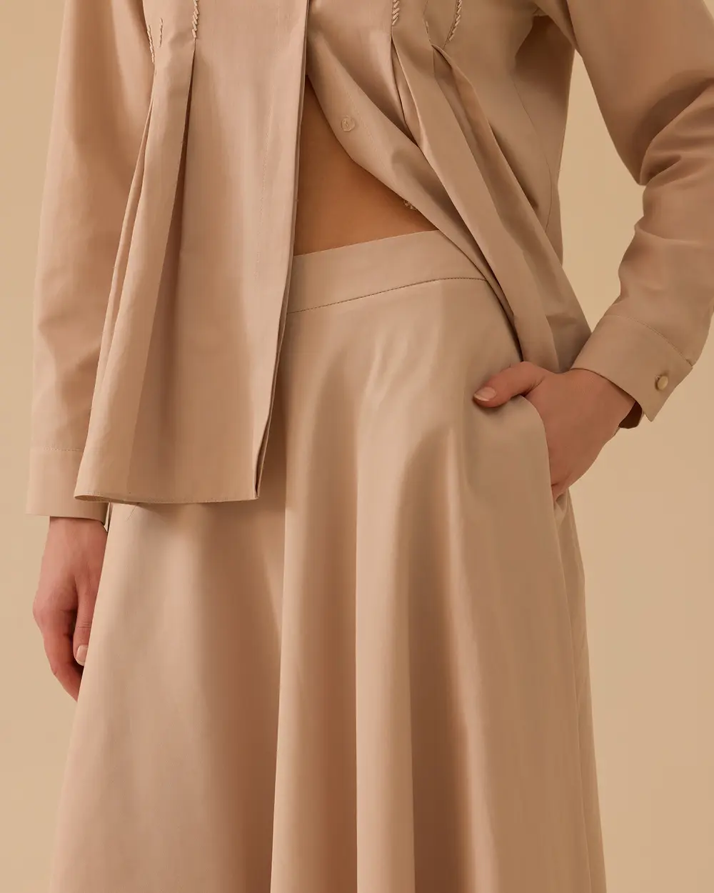 Cepli Midi Kloş Etek