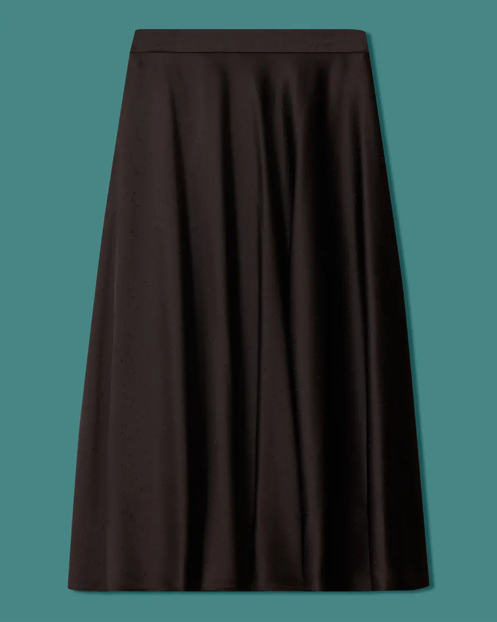 Satin Flared Skirt with Stone Detail
