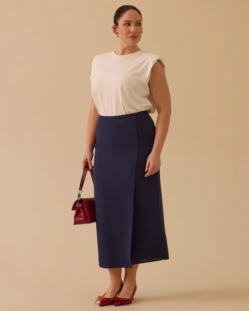 Büyük Beden Bilek Boy Klasik Etek