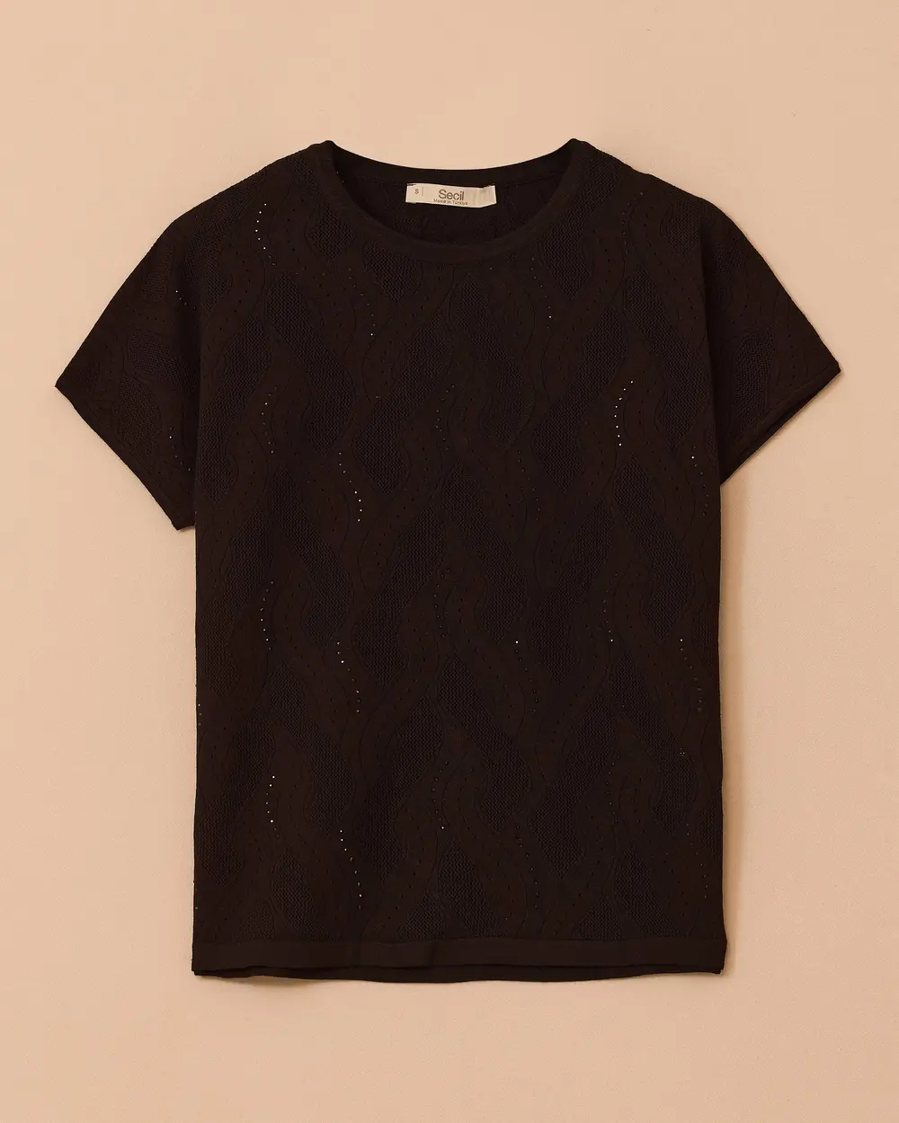 Düşük Kollu Desenli Triko Bluz