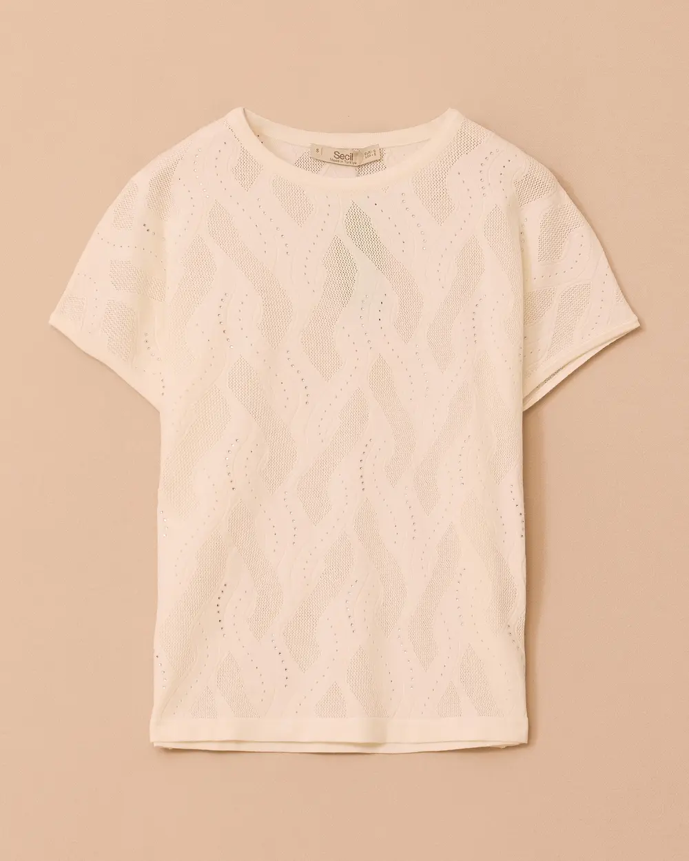 Düşük Kollu Desenli Triko Bluz