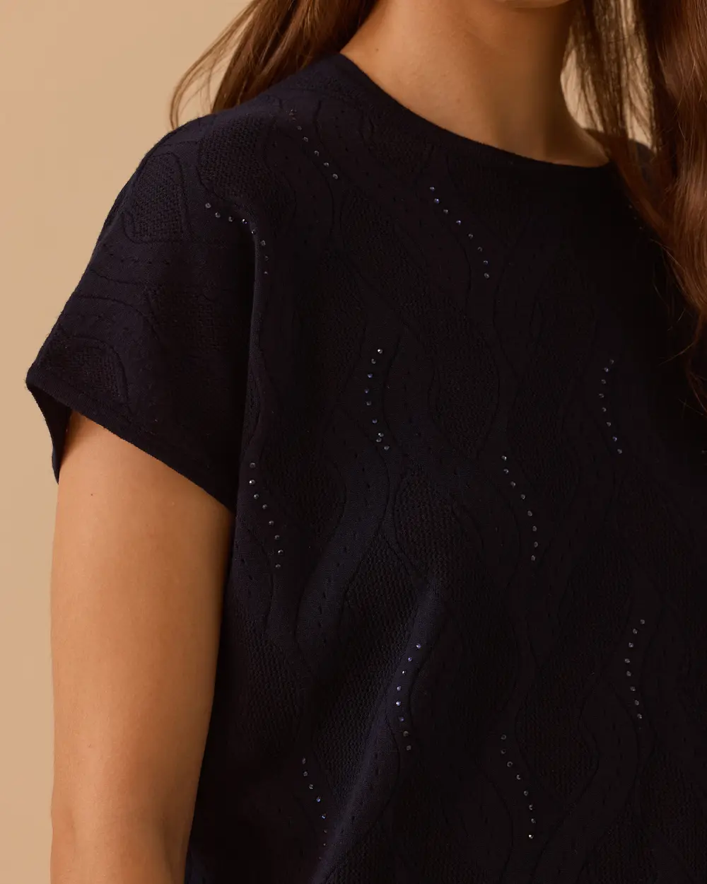 Low Sleeve Patterned Sweater Blouse