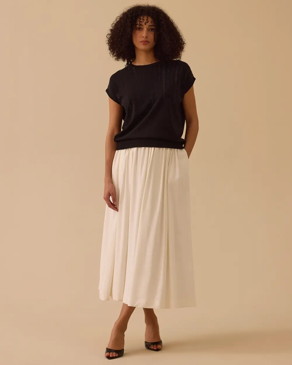 Taş Detaylı Bel Lastikli Triko Bluz