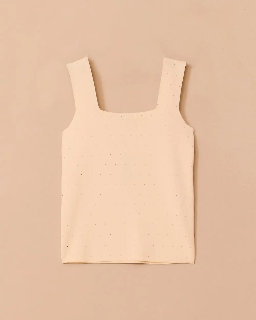 Square Neck Stone Tricot Tank Top
