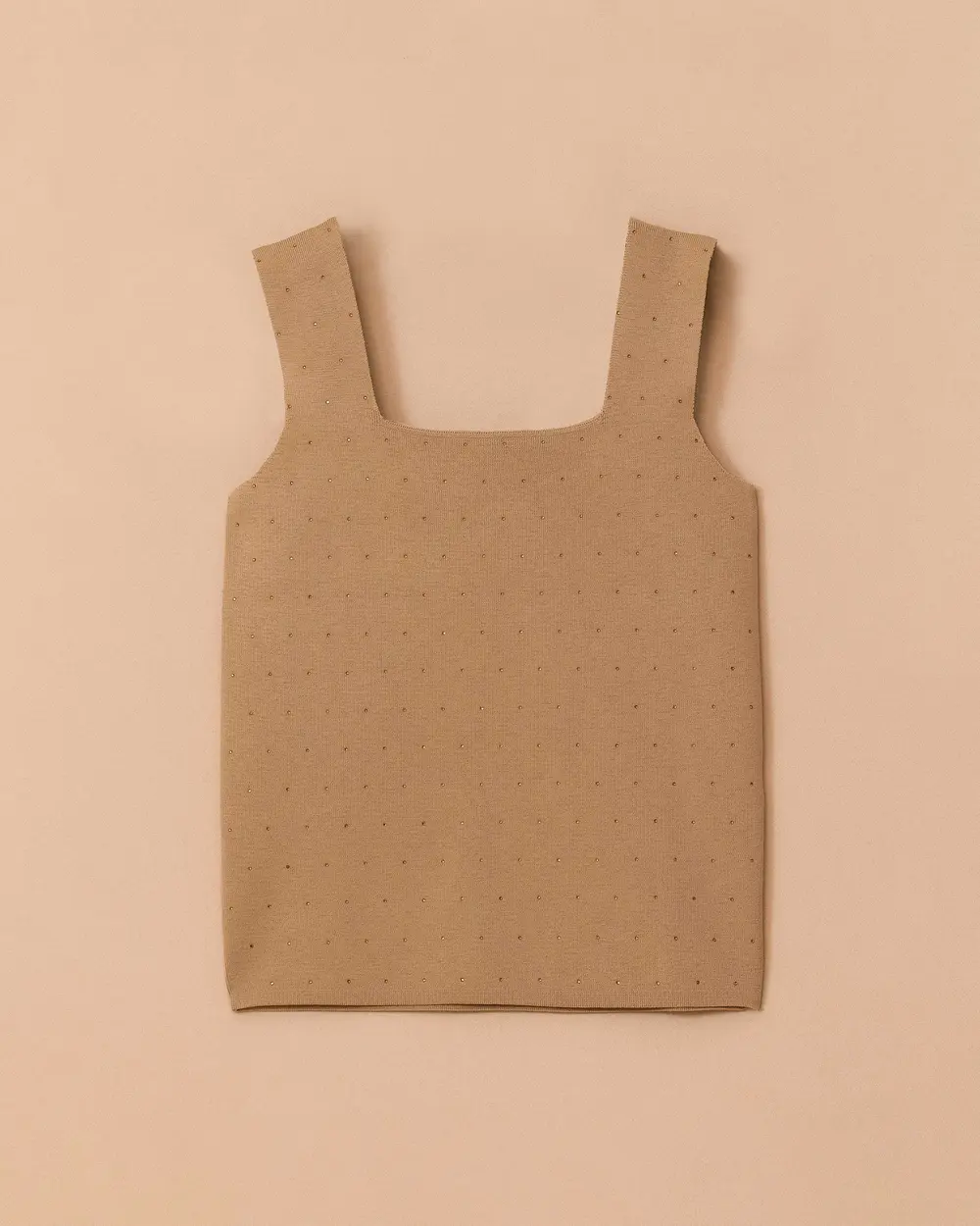 Square Neck Stone Tricot Tank Top