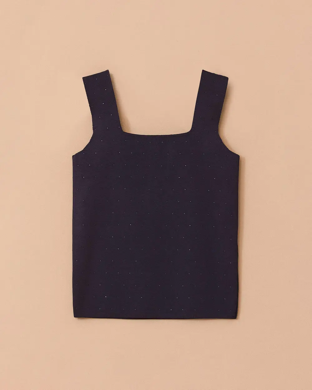 Square Neck Stone Tricot Tank Top