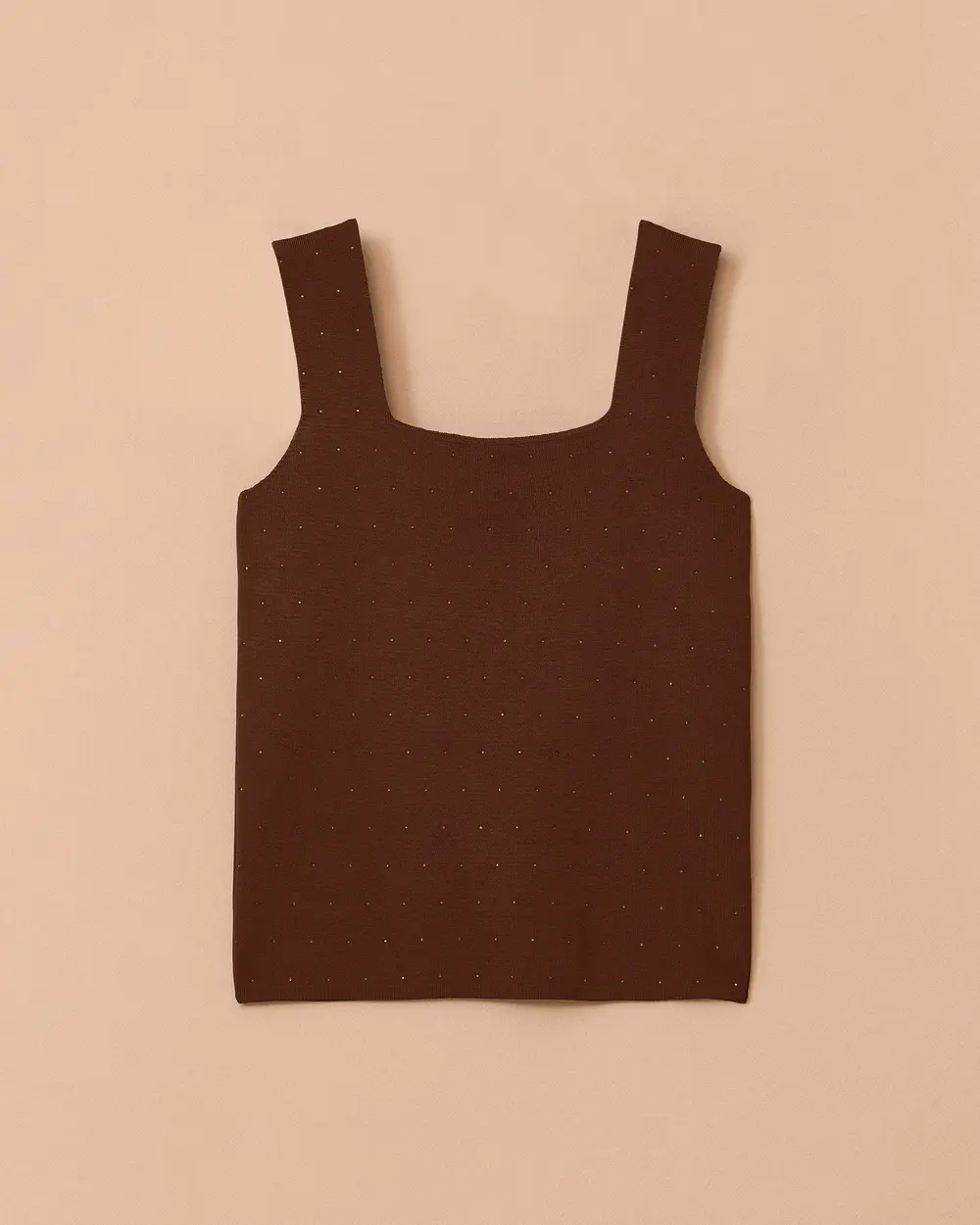 Square Neck Stone Tricot Tank Top
