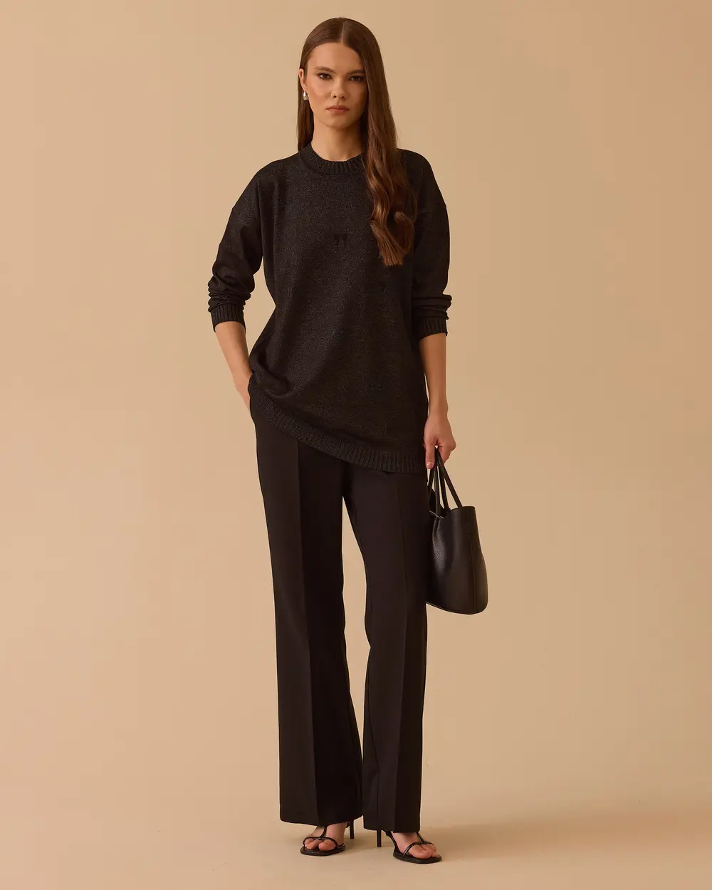Sweater Blouse with Bow Detail