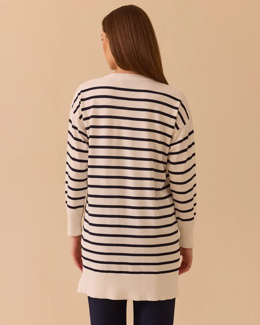 Striped Over the Knee Sweater Cardigan