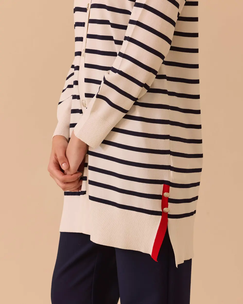 Striped Over the Knee Sweater Cardigan