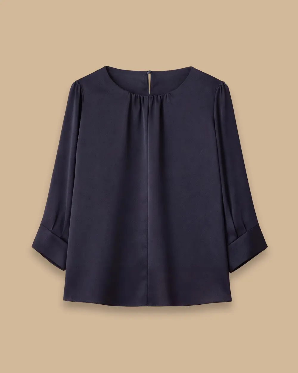 Yaka Büzgülü Saten Bluz