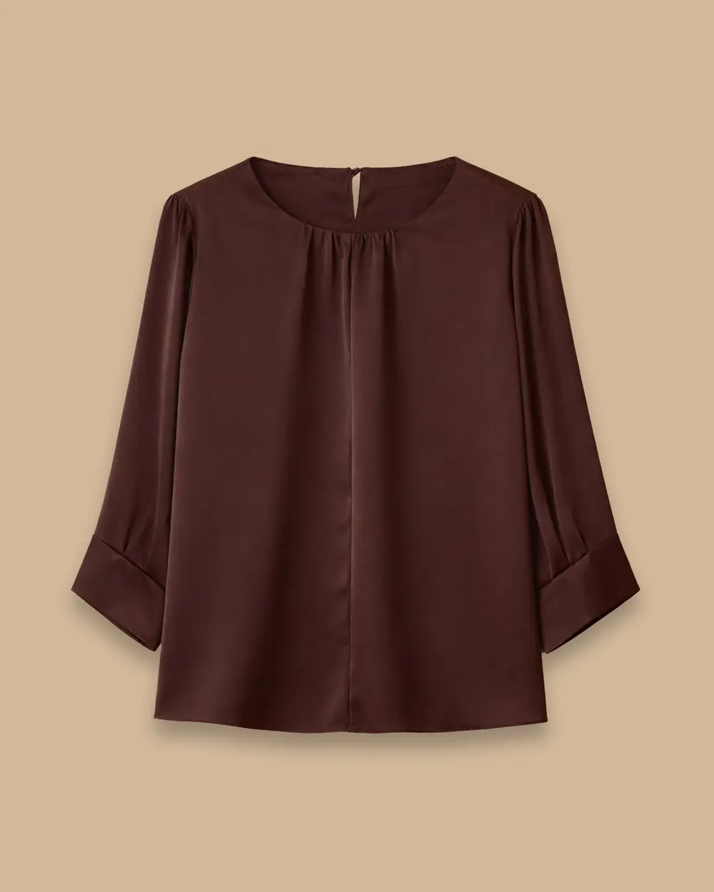 Yaka Büzgülü Saten Bluz