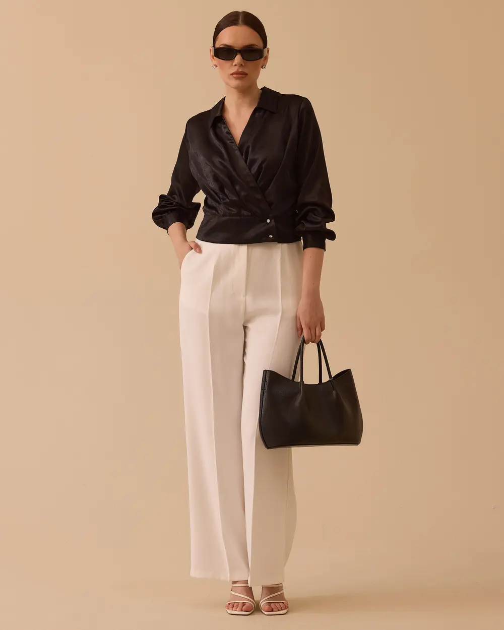 Kruvaze Bel Boy Saten Bluz