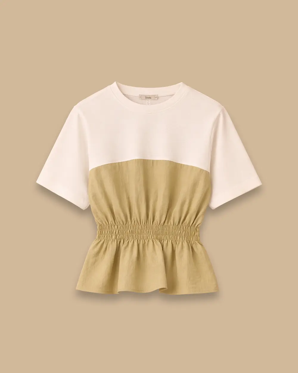 Çift Kumaşlı Beli Lastikli Bluz