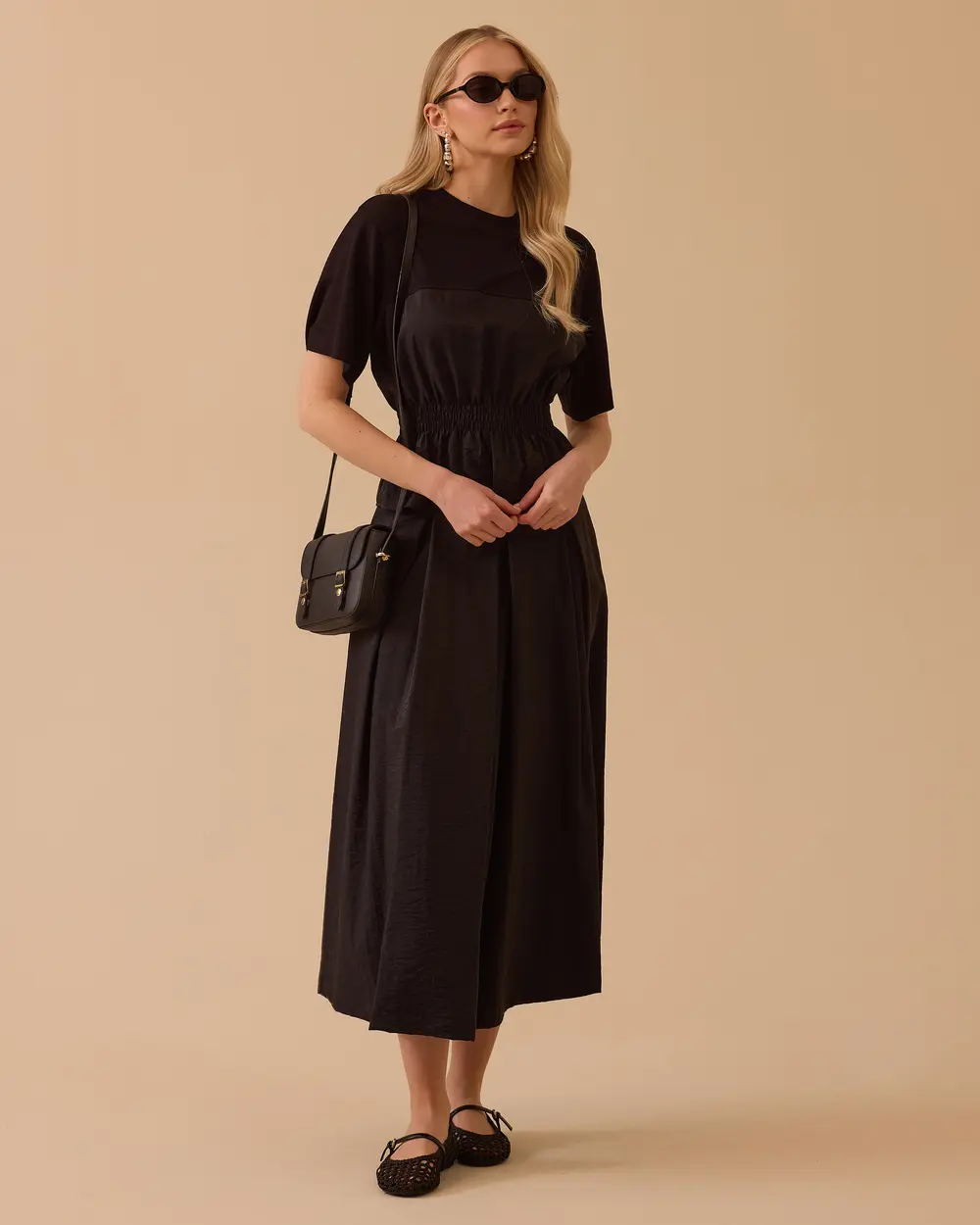 Çift Kumaşlı Beli Lastikli Bluz