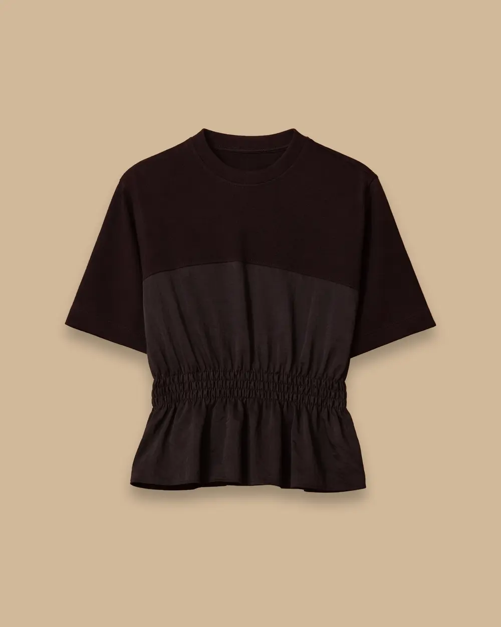 Çift Kumaşlı Beli Lastikli Bluz