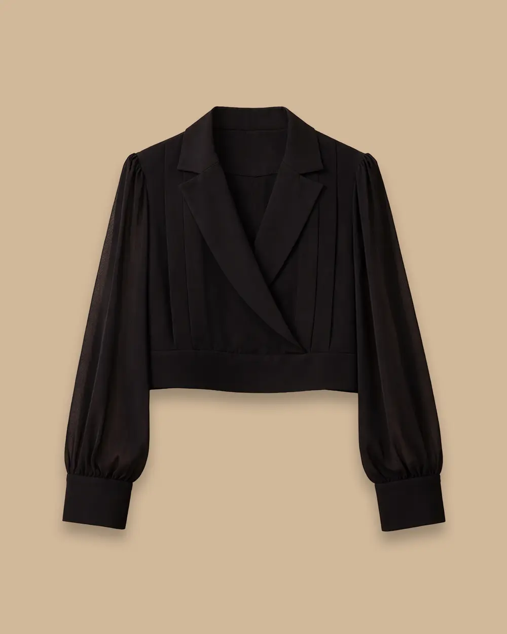 Transparan Kollu Kruvaze Bluz