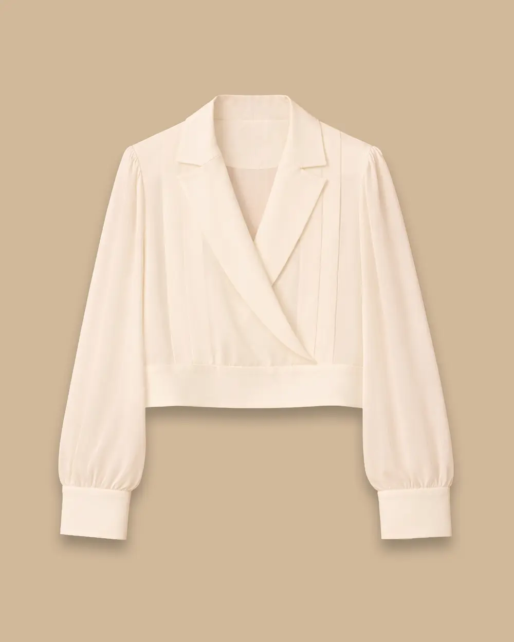 Double-breasted Blouse with Sheer Sleeves