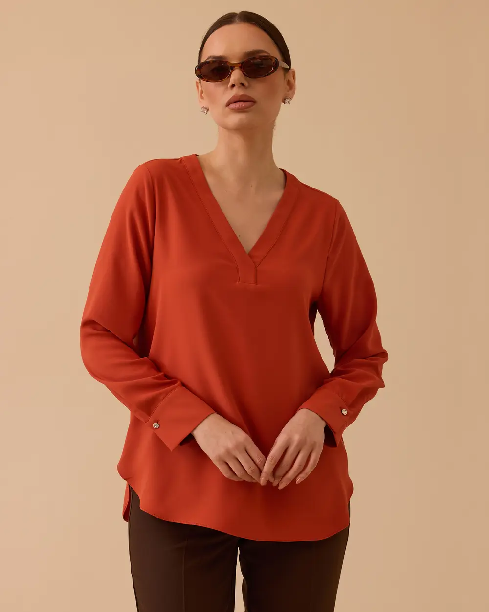 V-Neck Basic Blouse