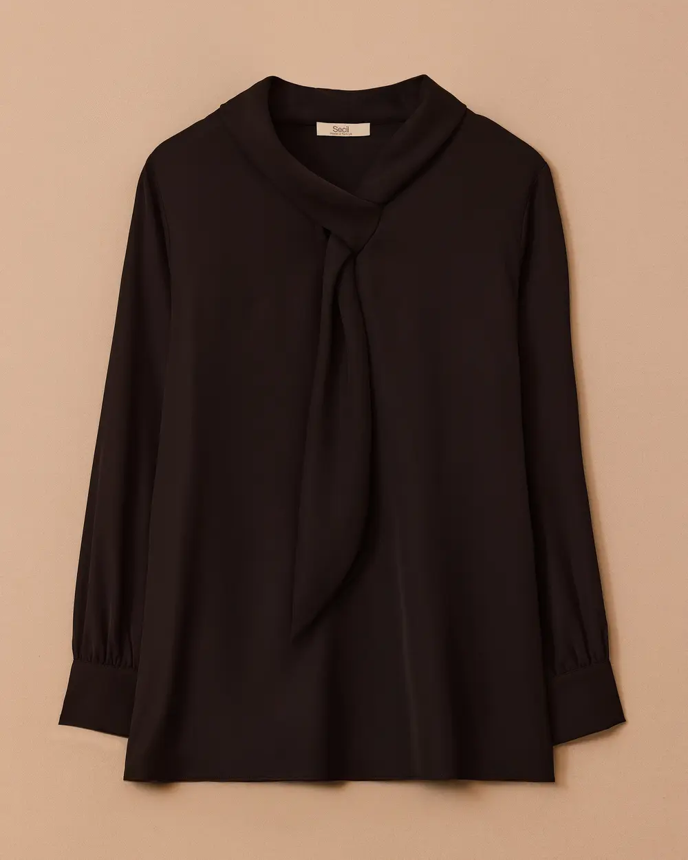 Fular Yakalı Krep Bluz