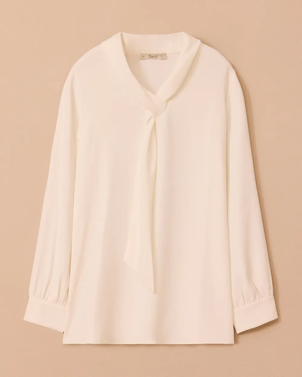 Crepe Blouse with Scarf Collar